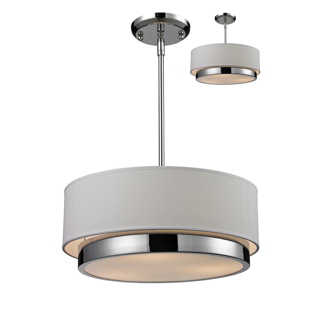 Z-Lite 186-16 3 Light Chandelier in Chrome with a Off White Shade